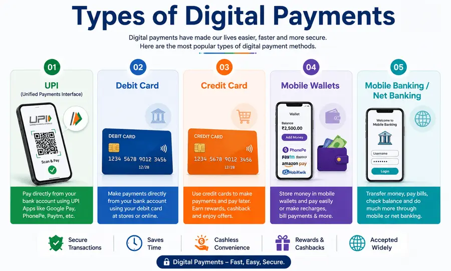 types of digital payment methods