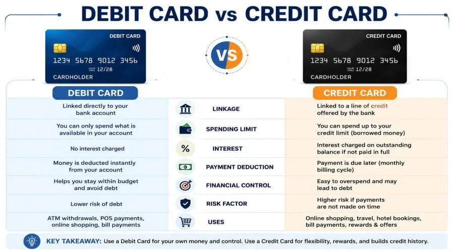 Debit card vs credit card comparison