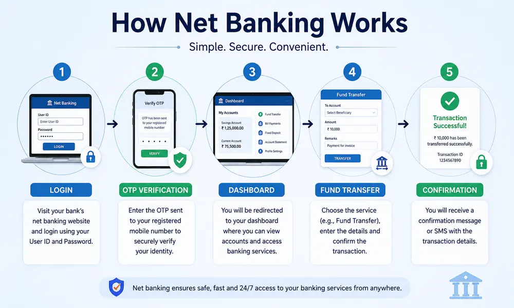 How net banking works step by step