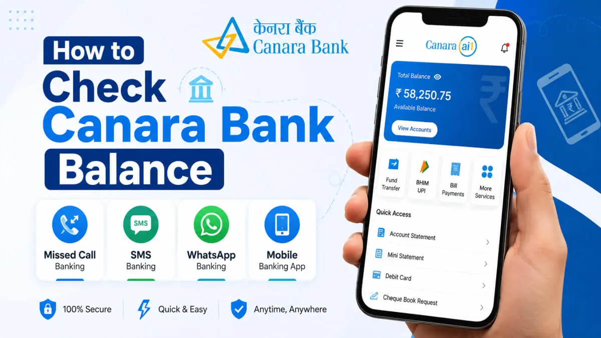 How to check Canara Bank balance using missed call SMS WhatsApp and mobile banking