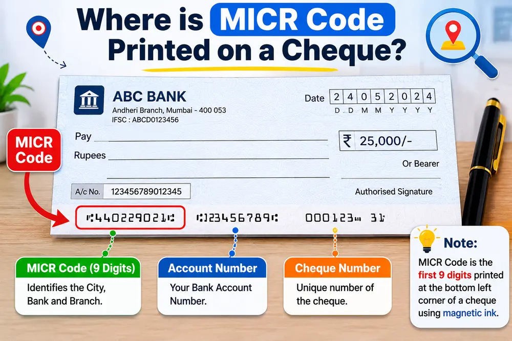 Where is the MICR Code Printed on a Cheque?