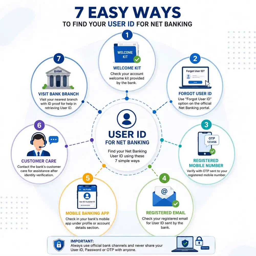 7 easy ways to find user ID for net banking
