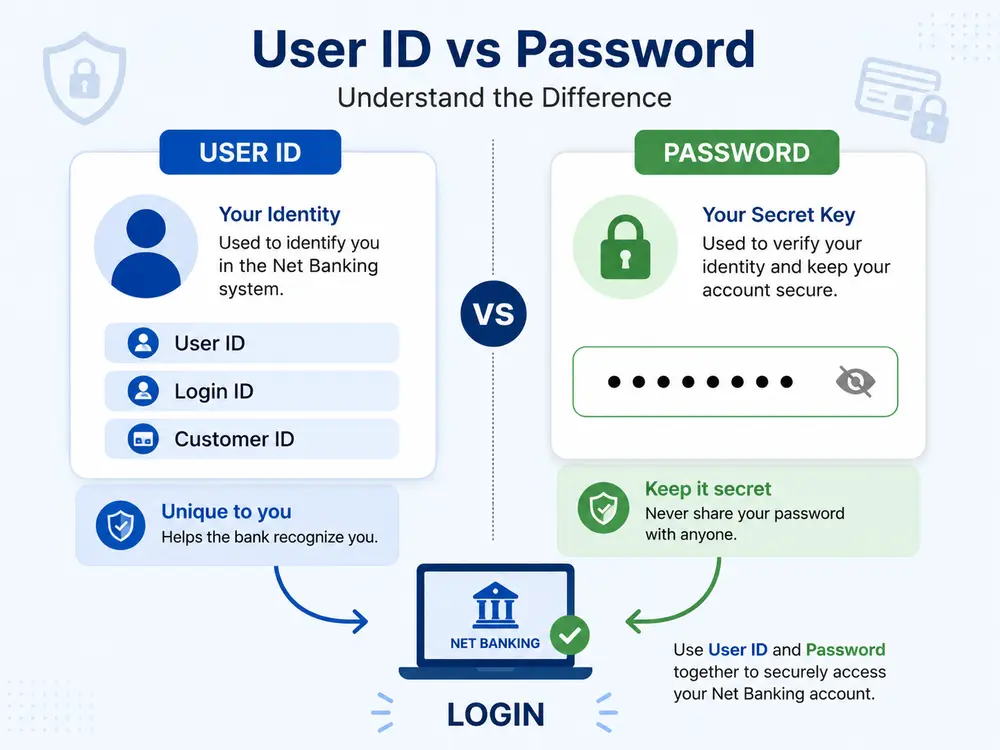 Difference between Net Banking User ID and Password